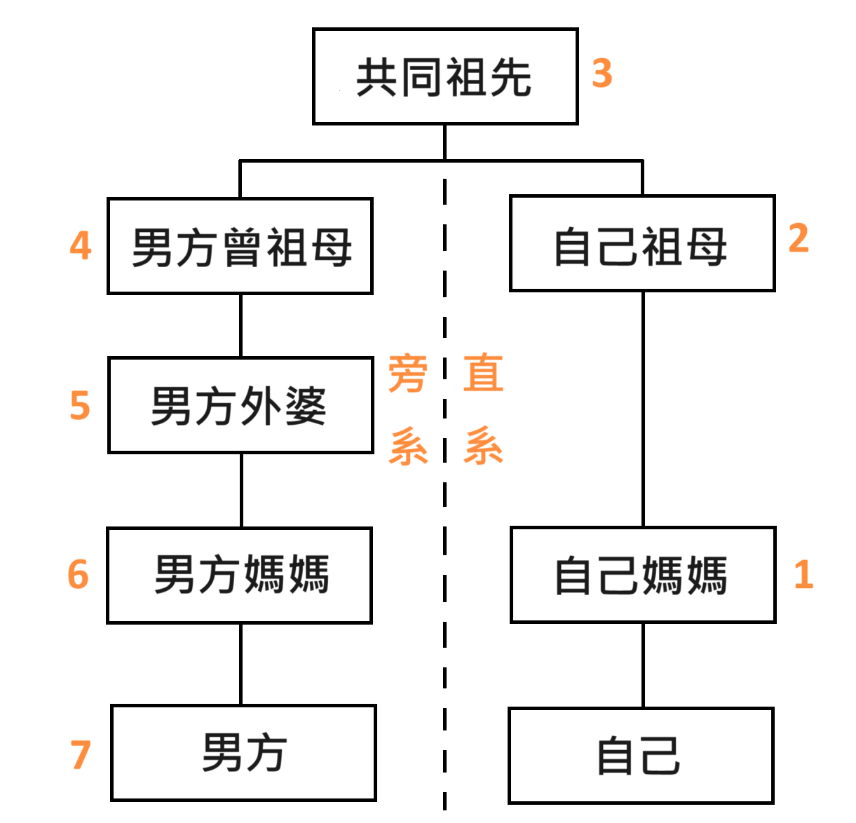 圖1 親等示意圖||資料來源：作者自製。